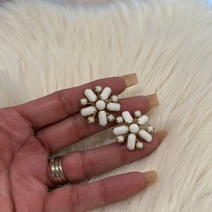 Vintage faux white stone screw back earrings